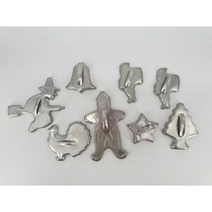Vintage Mirro Witch Turkey Santa Cookie Cutter Lot Holiday Assortment 8 pieces